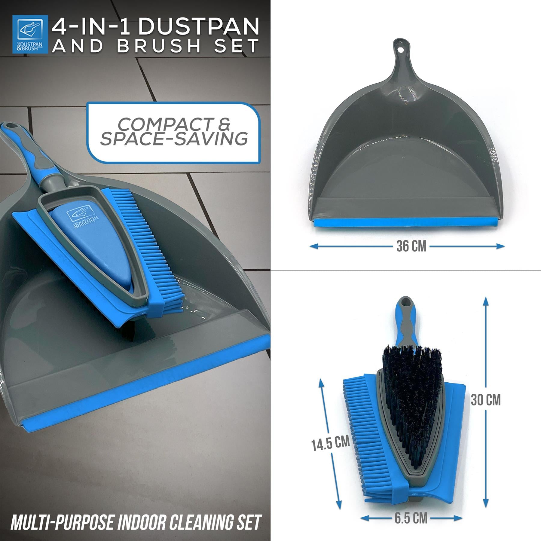 4 in 1 Rubber Dustpan and Brush Set for Pet Hair