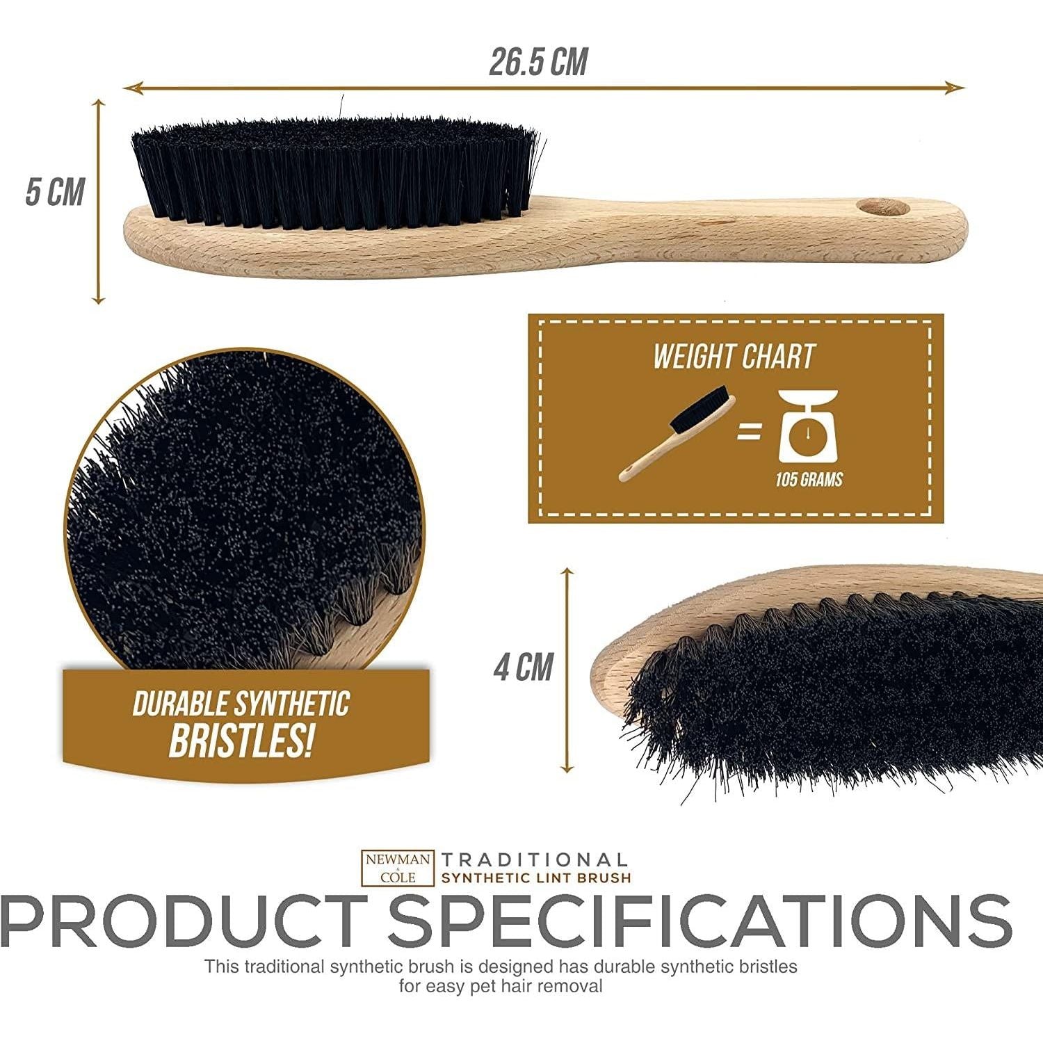 Newman and Cole Wooden Clothes Brush | Garment & Lint Brush