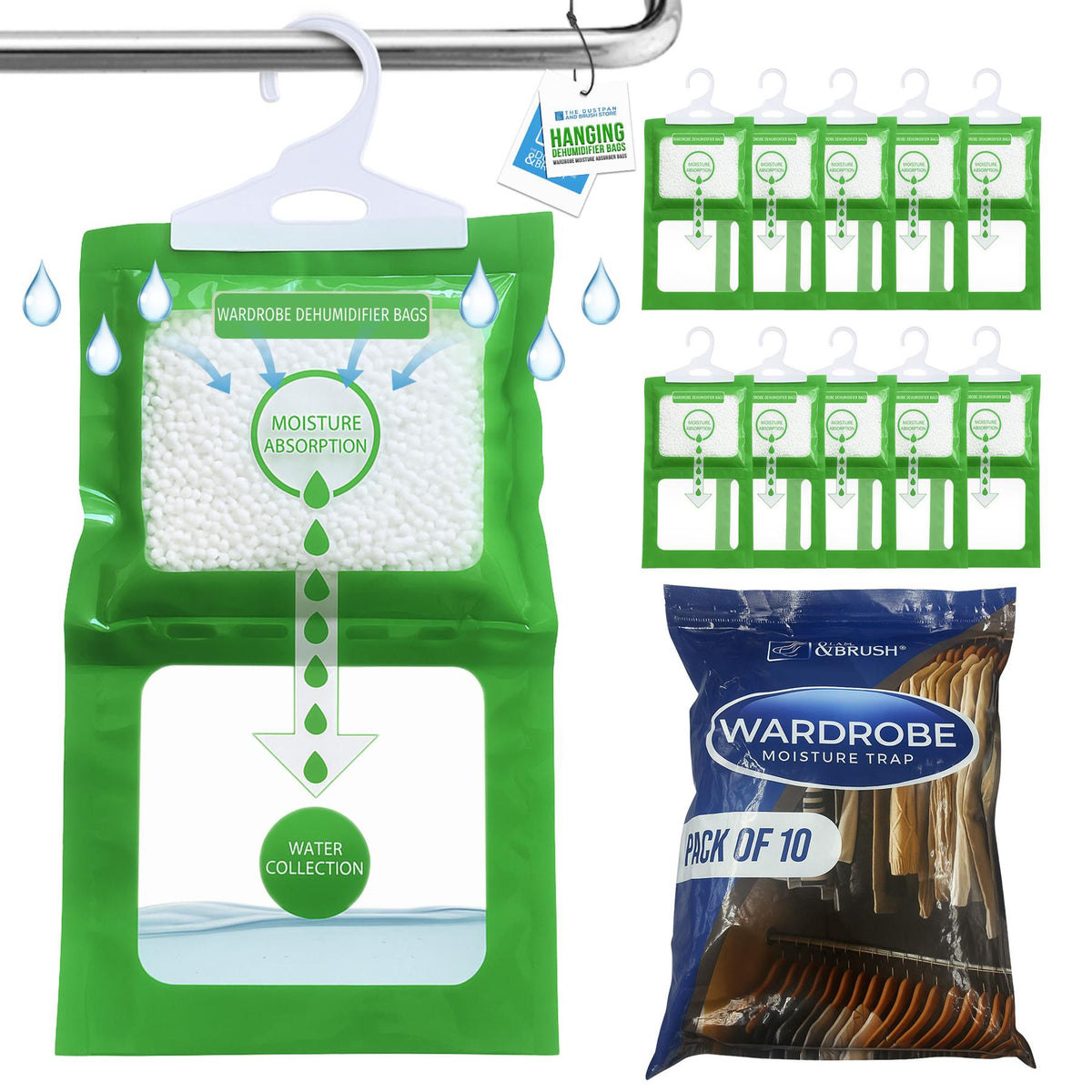 Wardrobe Moisture Trap - Pack of 10 | Hanging Dehumidifiers