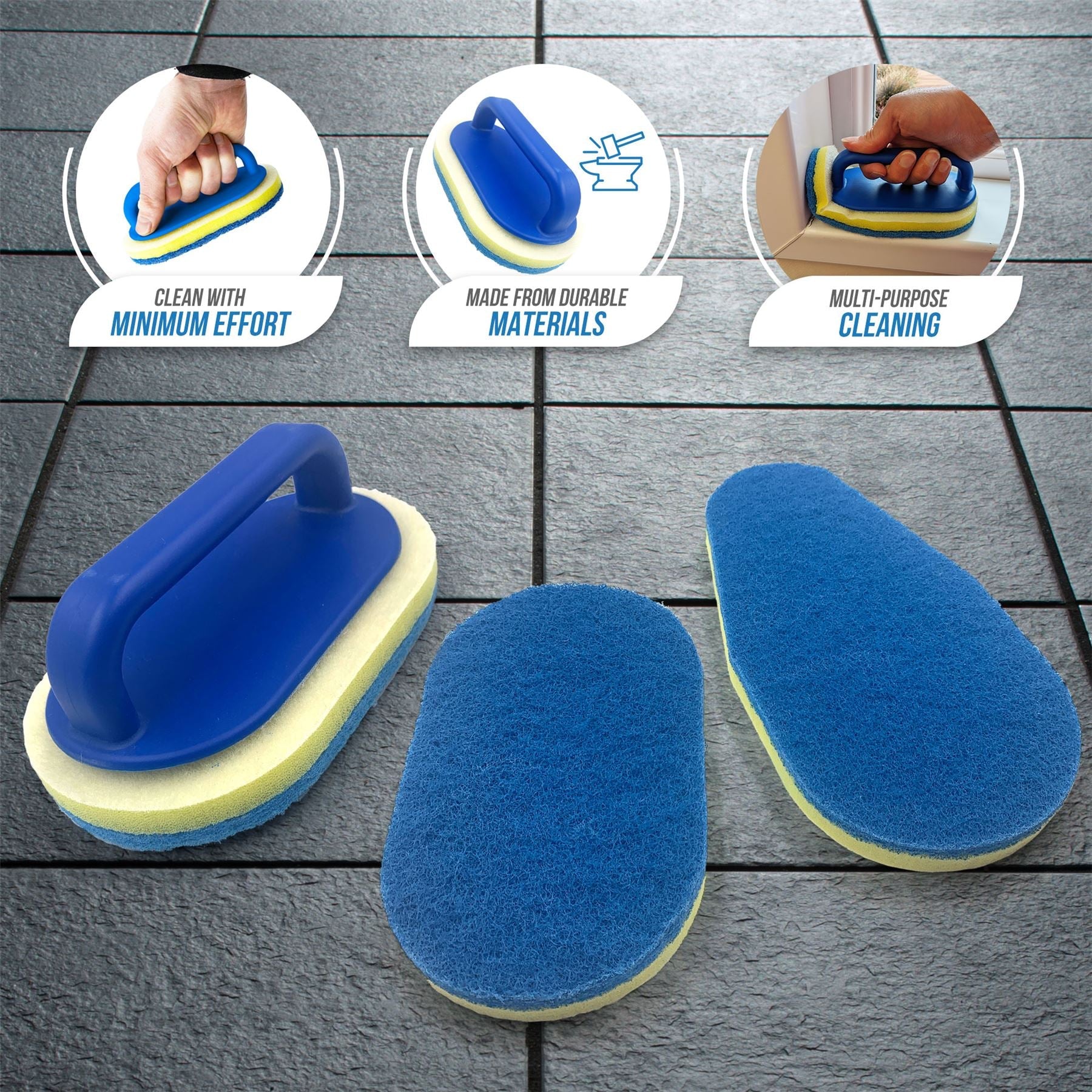 Easy Grip Cleaning Sponge with Removable Scrub Pads