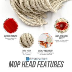 Red Colour Coded Cotton Mop Head 12PY