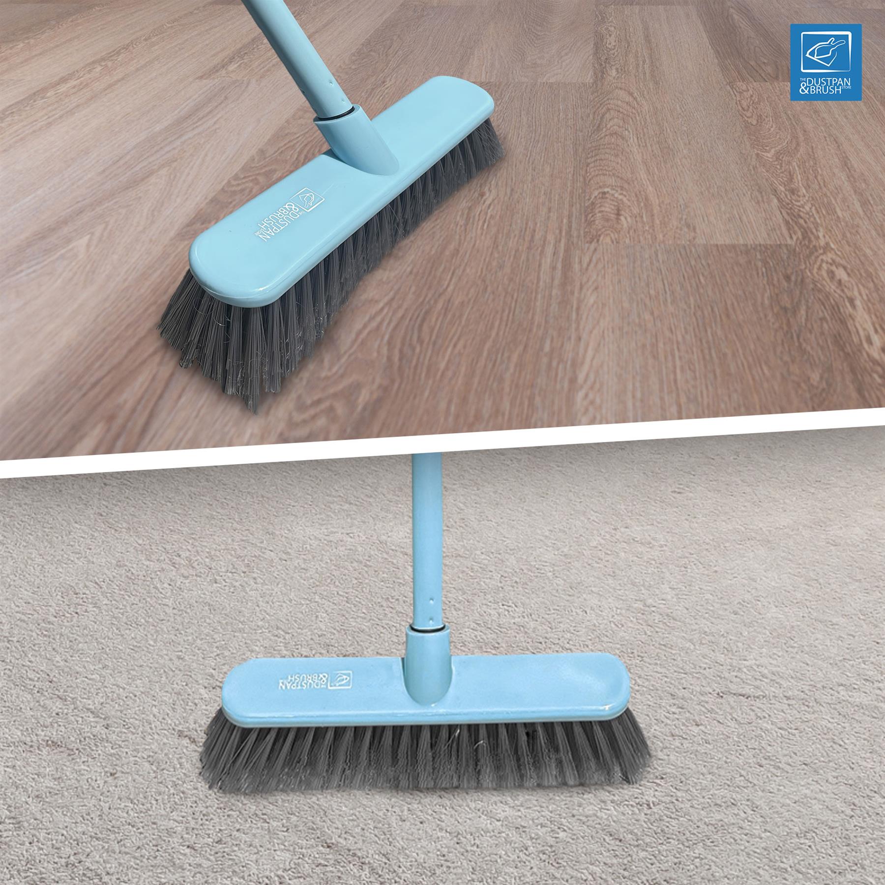 Indoor Sweeping Broom – Soft Bristle Floor Brush Duck Egg or Lilac