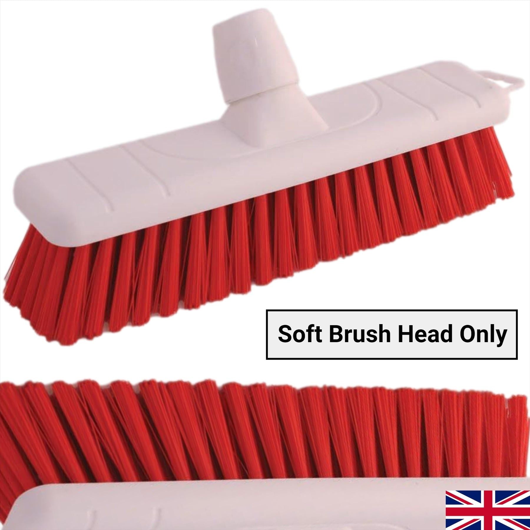 Red 12" Soft Colour Coded Food Hygiene Broom Head