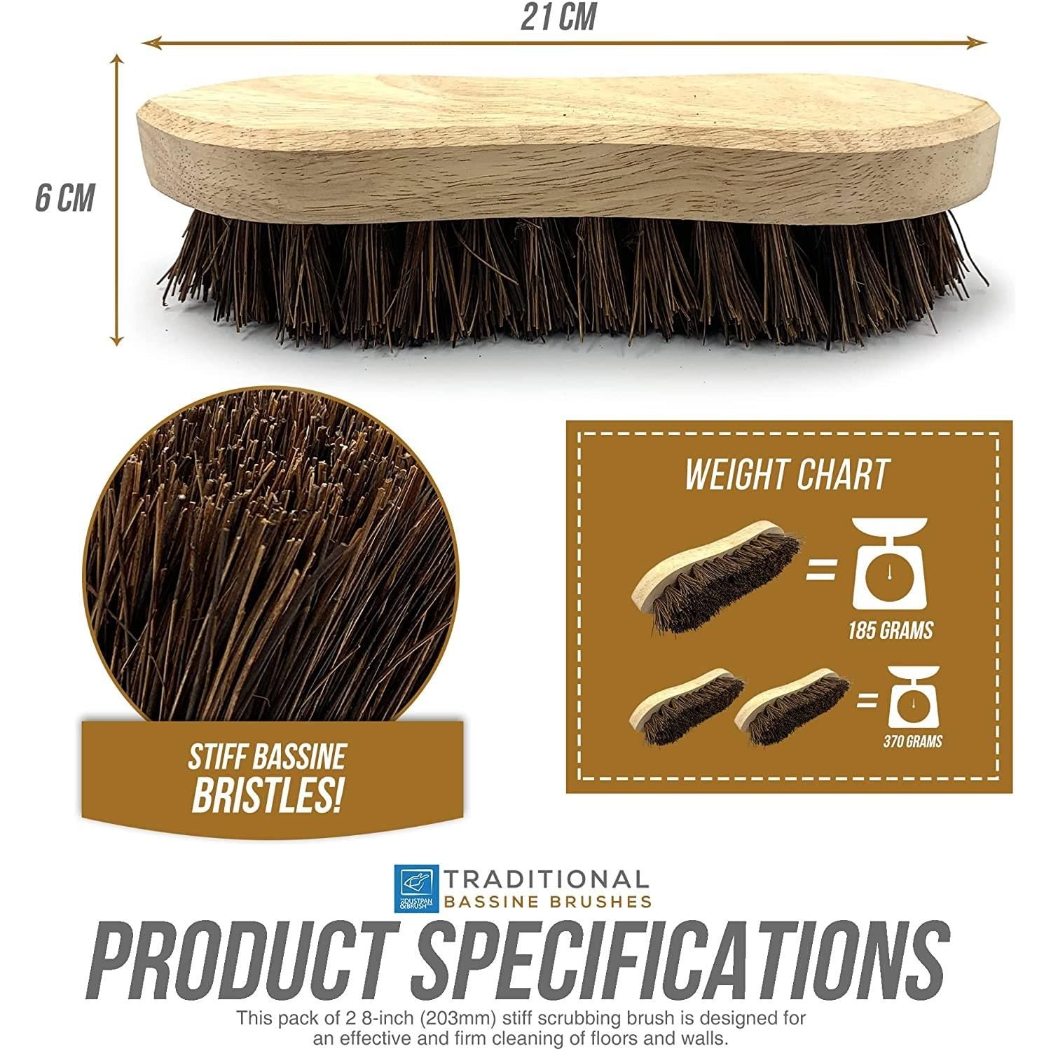 Traditional Wooden Bassine Scrubbing Brushes | Pack of 2
