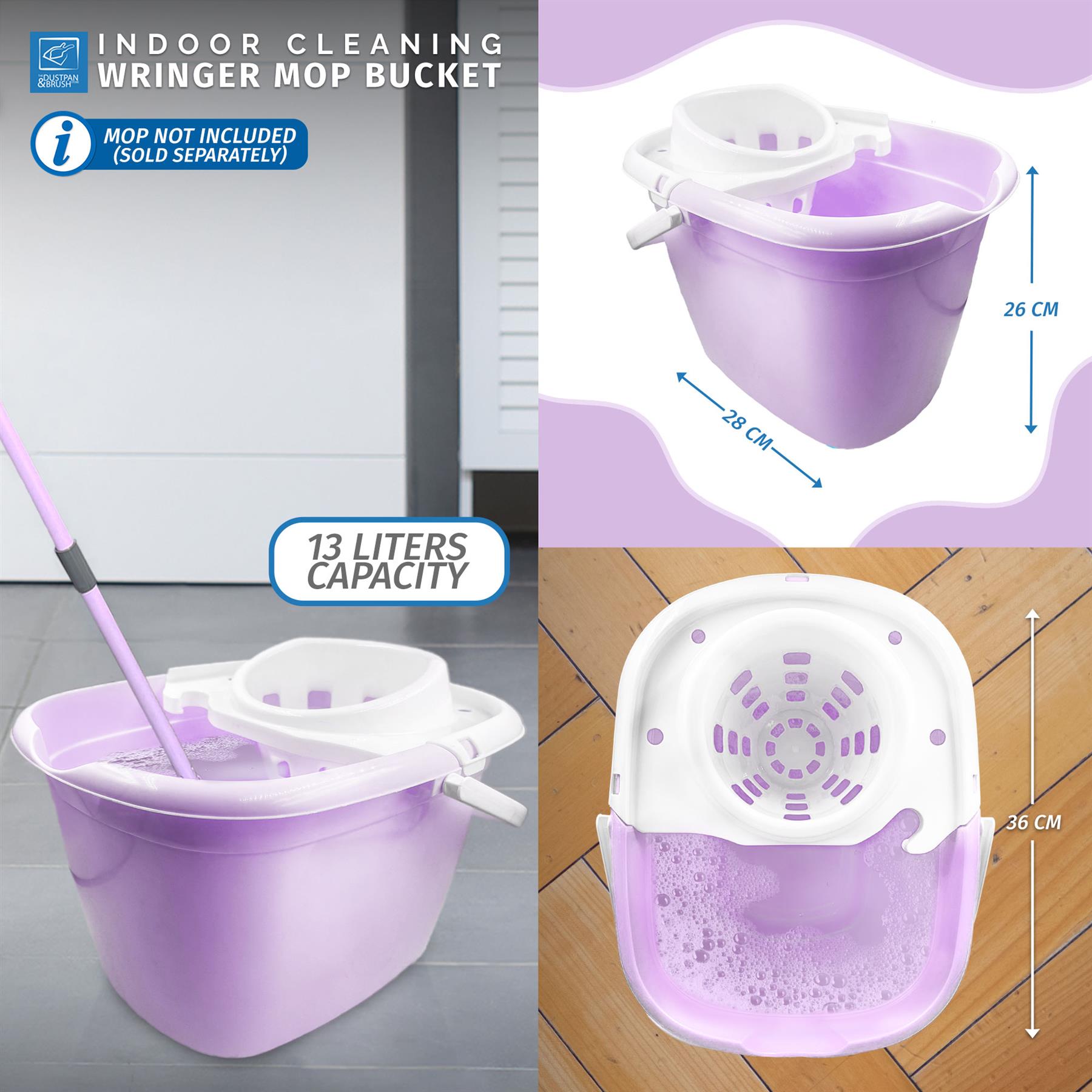 Lilac Mop Bucket with Wringer | 13L Cleaning Bucket