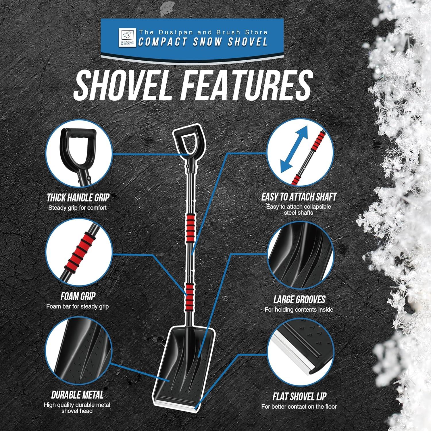 Compact Travel Snow Shovel with Steel Handle