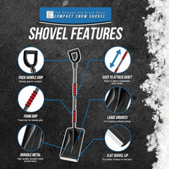Compact Travel Snow Shovel with Steel Handle