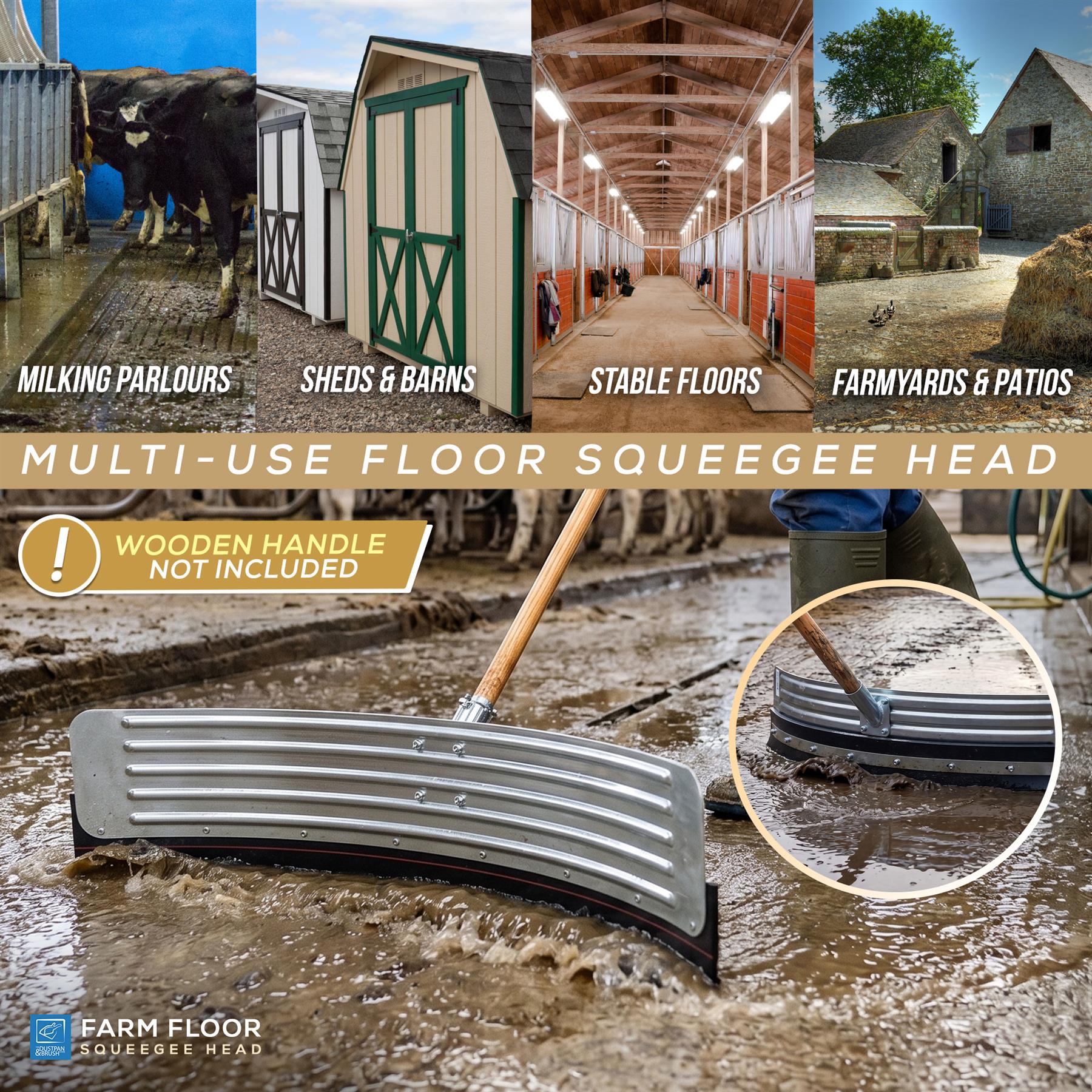 22" Curved Metal Floor Squeegee Head with Rubber Blade