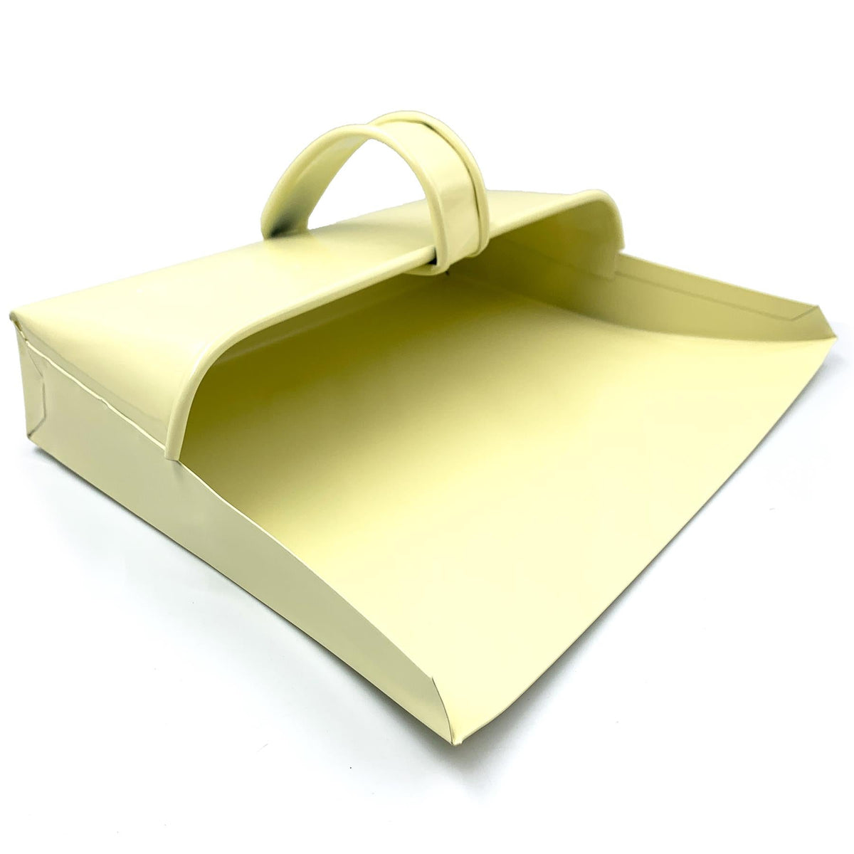 Cream Metal Hooded Dustpan | Traditional Heavy Duty Dustpan
