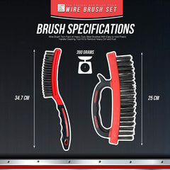 Wire Brush Set with Rubber Grip Handles | Heavy Duty Steel Brushes