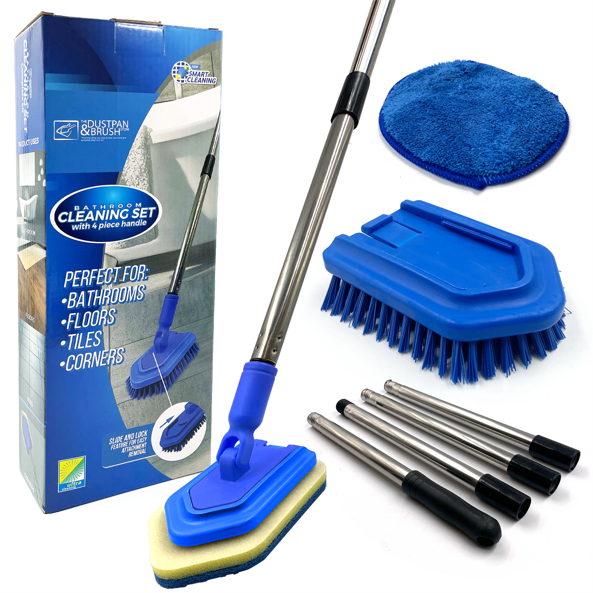 3-in-1 Bathroom Cleaning Set with 4 Piece Long Handle