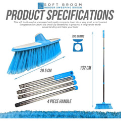 Blue & White Indoor Broom with 4 Piece Stainless Steel Handle