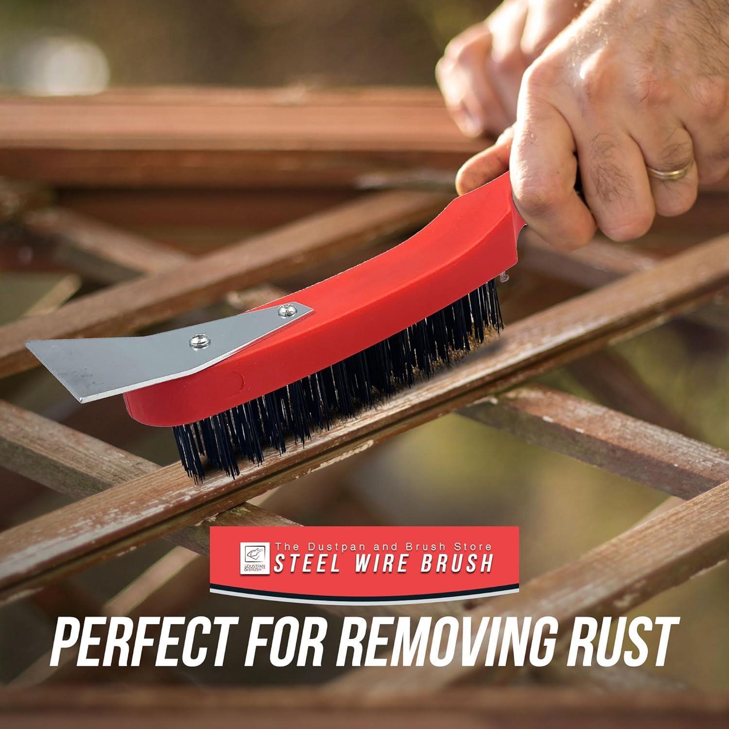 Heavy Duty Wire Brush with Scraper | Single, 3 & 12 Pack Options