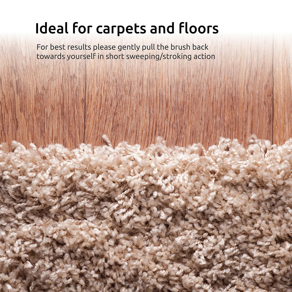 Rubber Bristle Broom | Solid Metal Handle for Pet Hair & Hard Floors