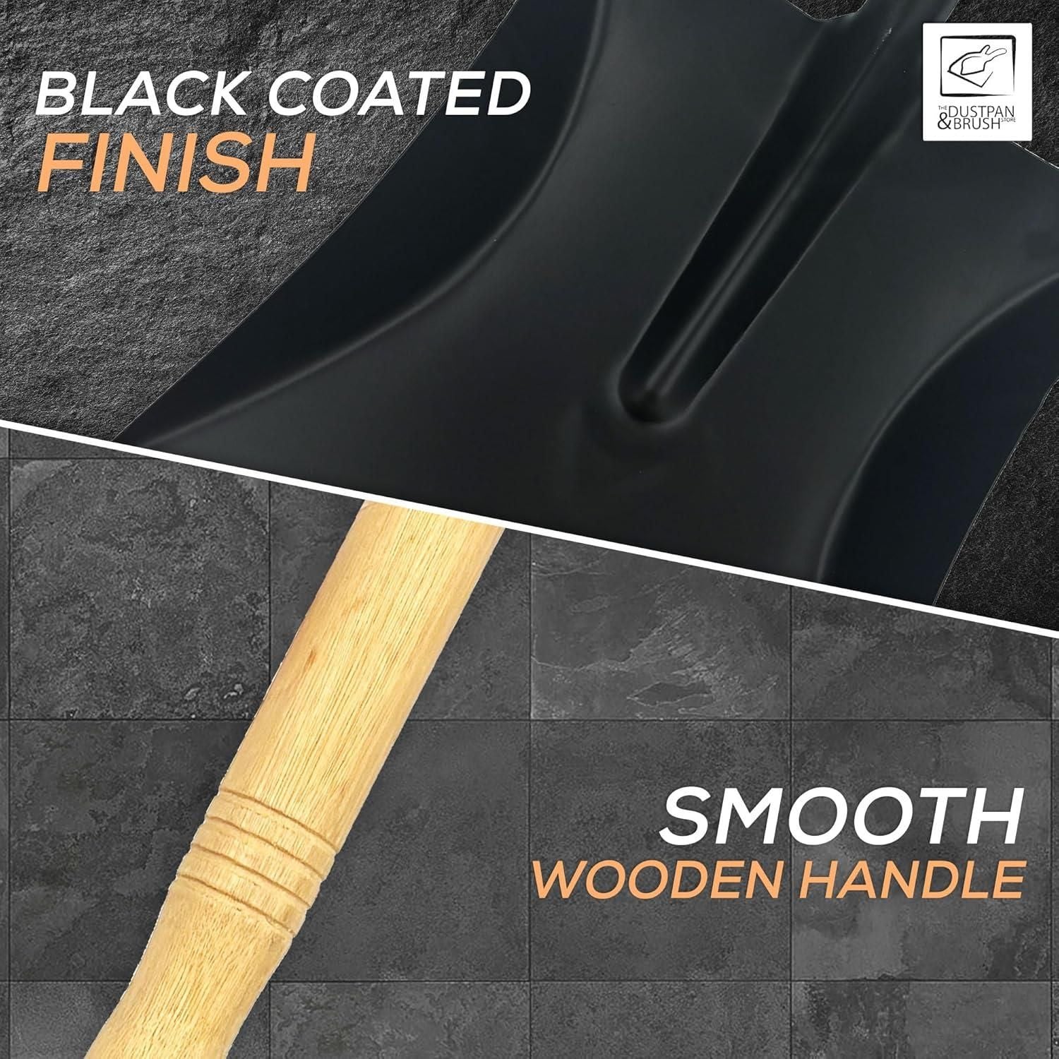 9" Galvanised Black Coal Shovel and Wooden Handle