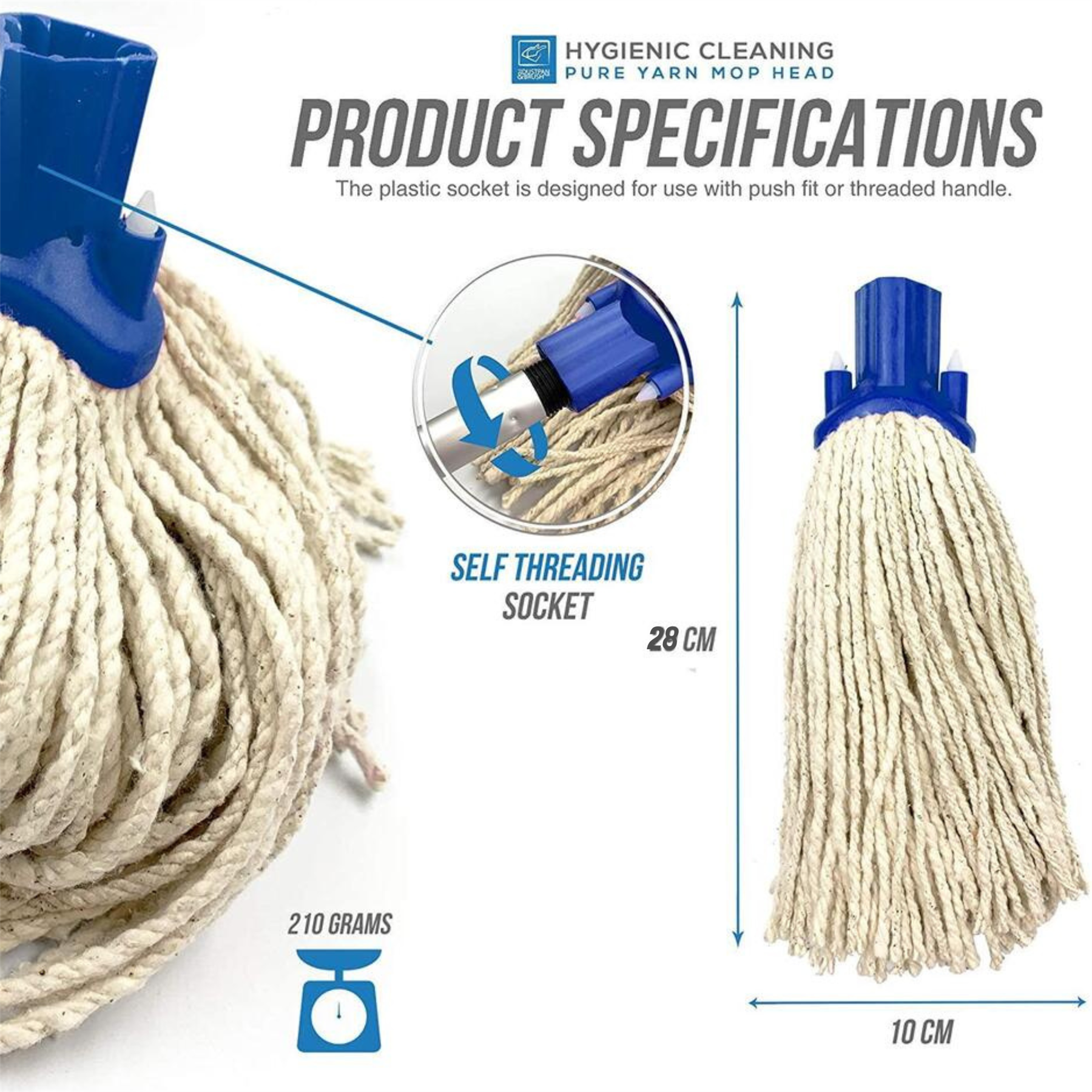Blue Colour Coded Cotton Mop Head 12PY