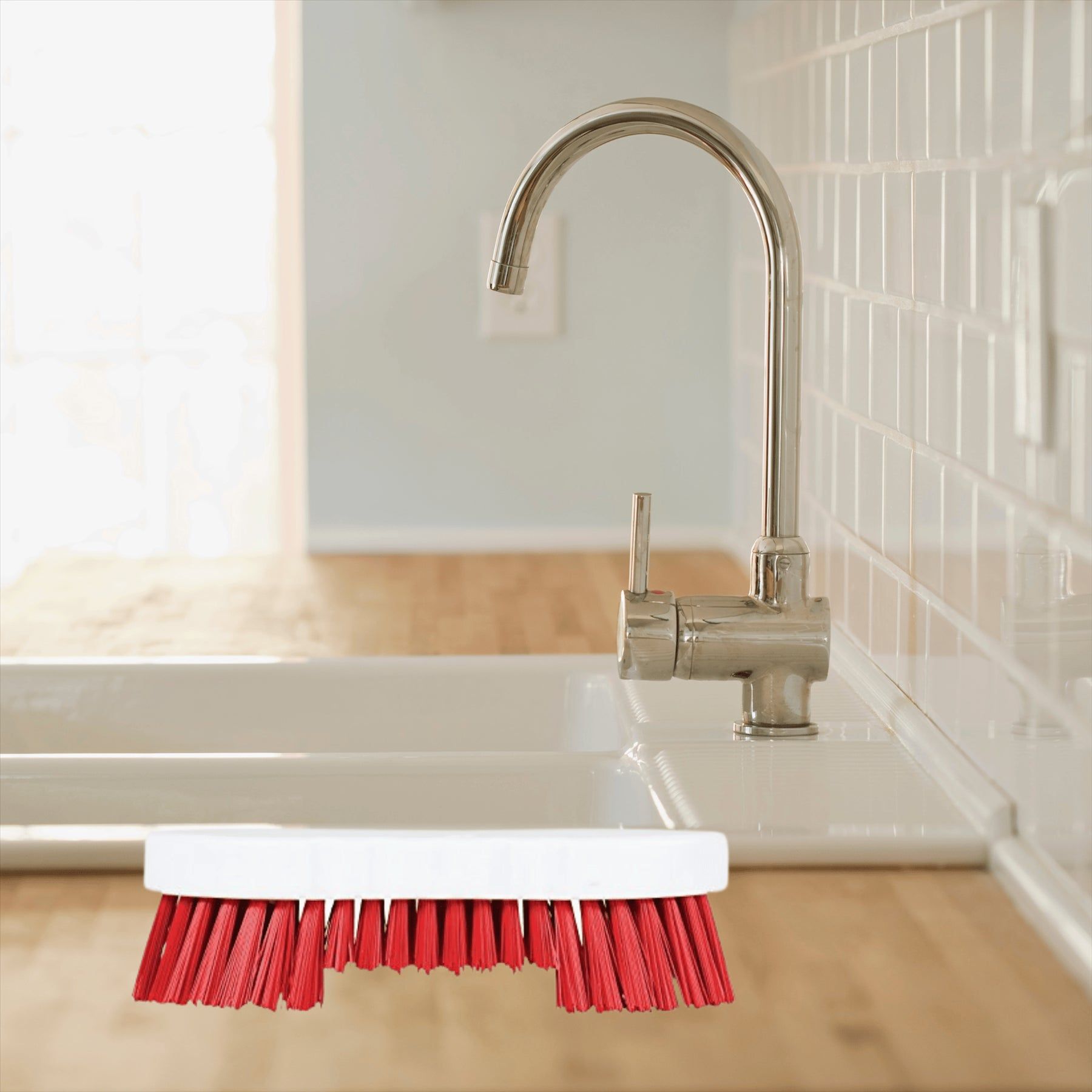 Red Double Winged Scrubbing Brush | Heavy Duty Floor Brush