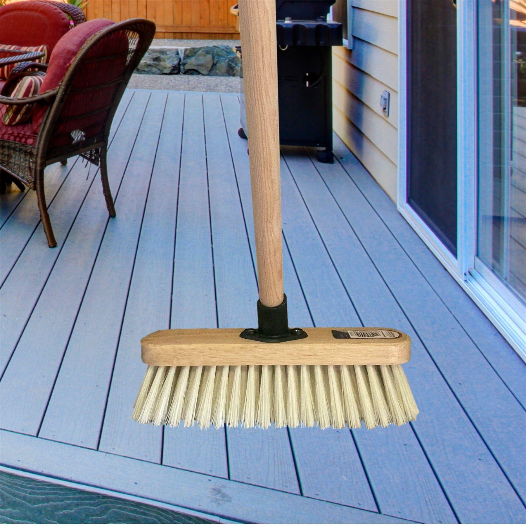 11" Soft Cream Synthetic Indoor Sweeping Brush with Wooden Handle