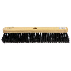 18" Newman and Cole Stiff PVC Broom Head with Hole and Wooden Handle
