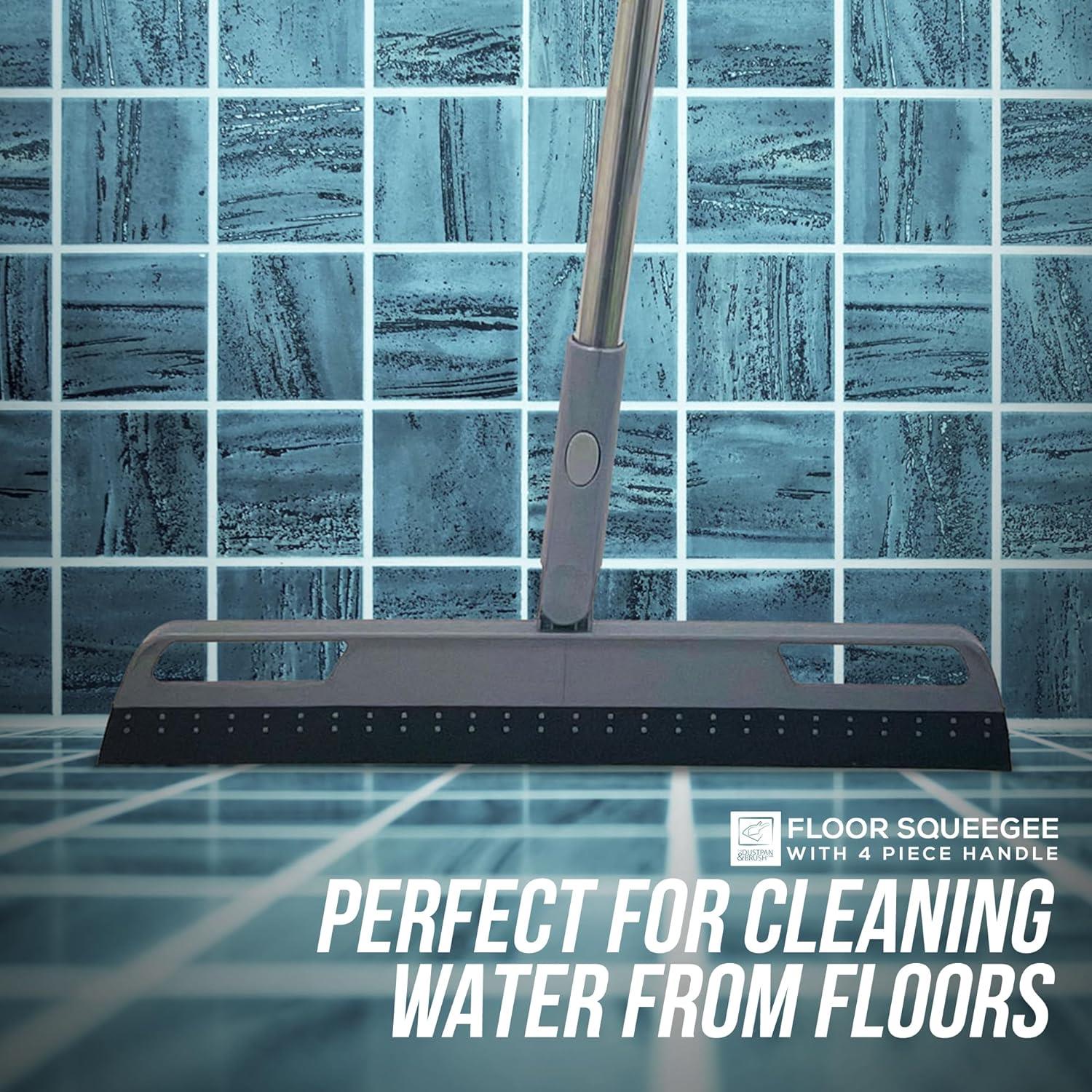 Floor Squeegee with Long Handle & Rotatable Head