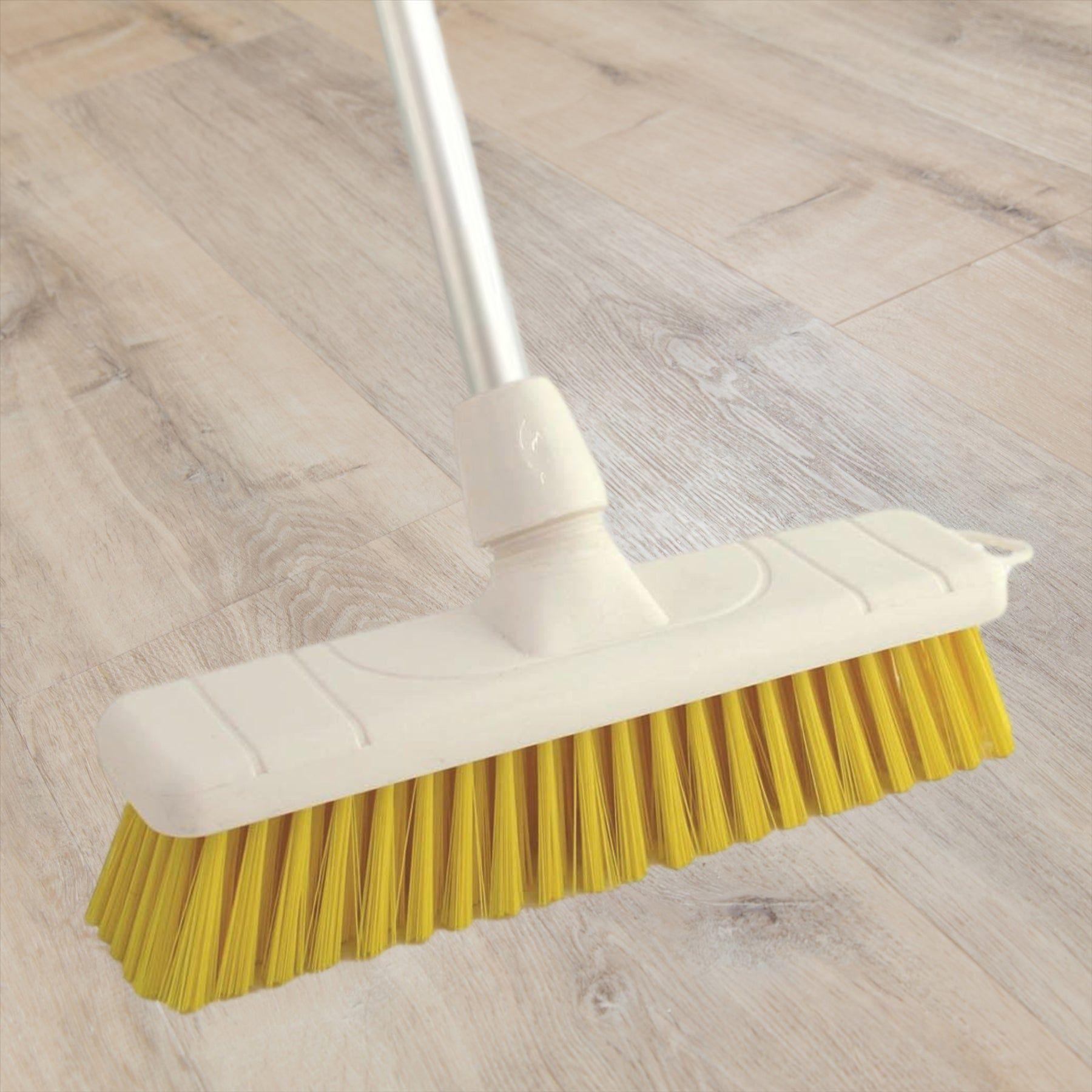 Yellow Colour Coded 12" Soft Sweeping Broom & Handle