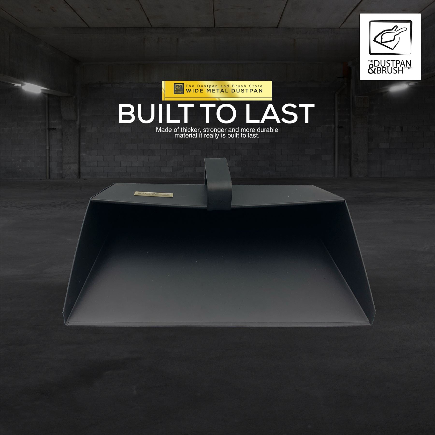 Strong Trade Heavy Duty Metal Dustpan 350mm – Thick Gauge Black