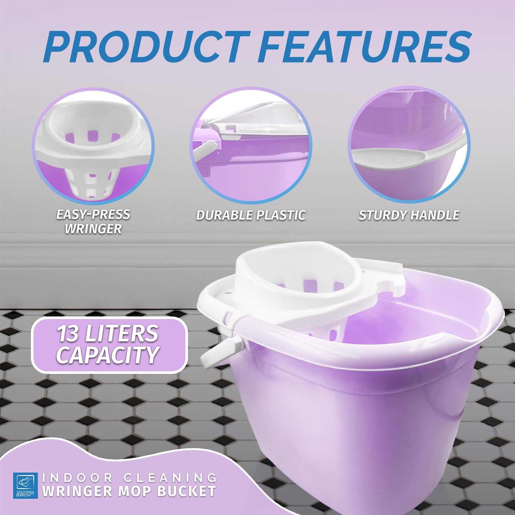 Lilac Mop Bucket with Wringer | 13L Cleaning Bucket