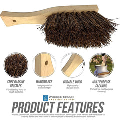 Traditional Wooden Churn Brush – Stiff Masonry & Brick Brush