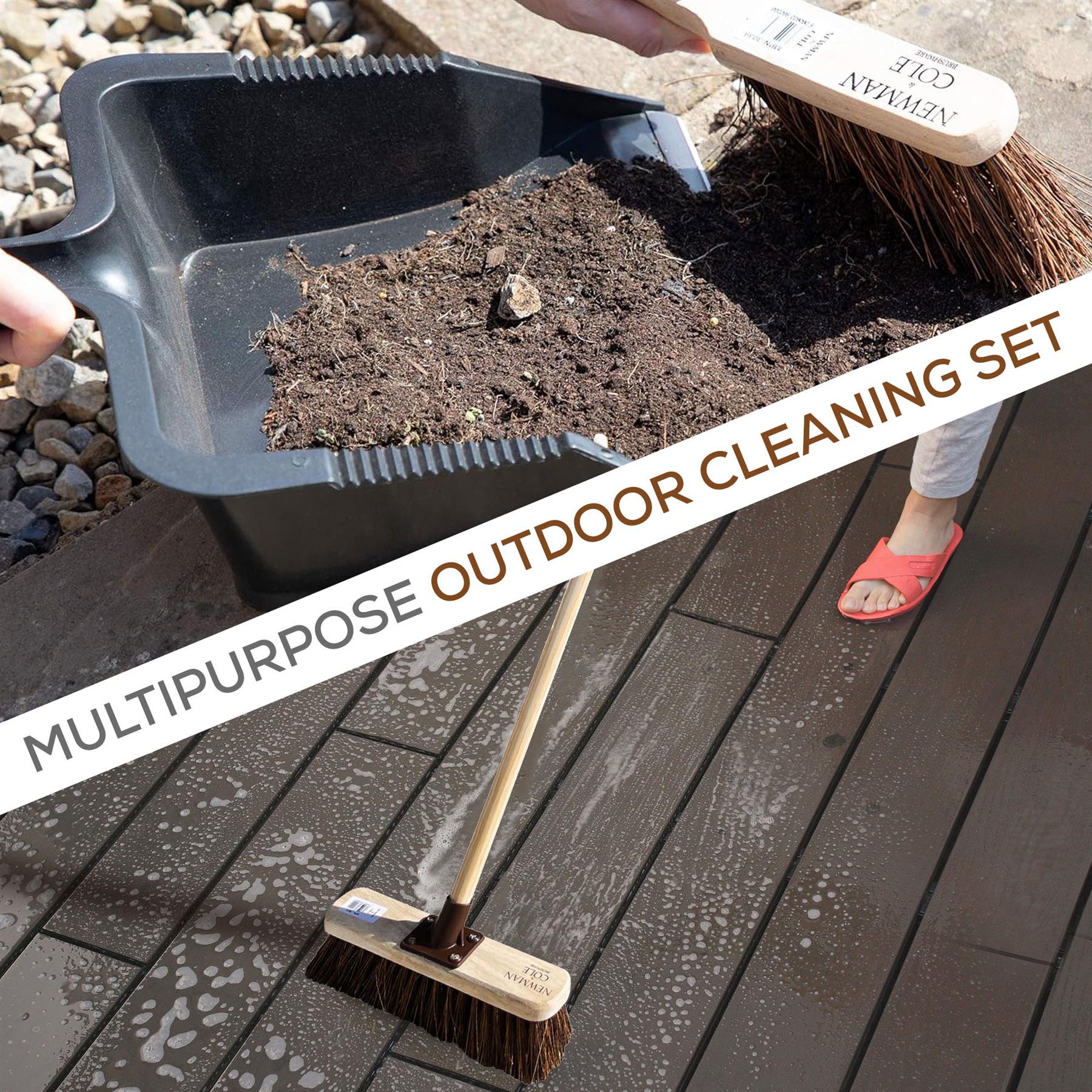 Outdoor Broom, Dustpan & Brush Set with Bassine Broom