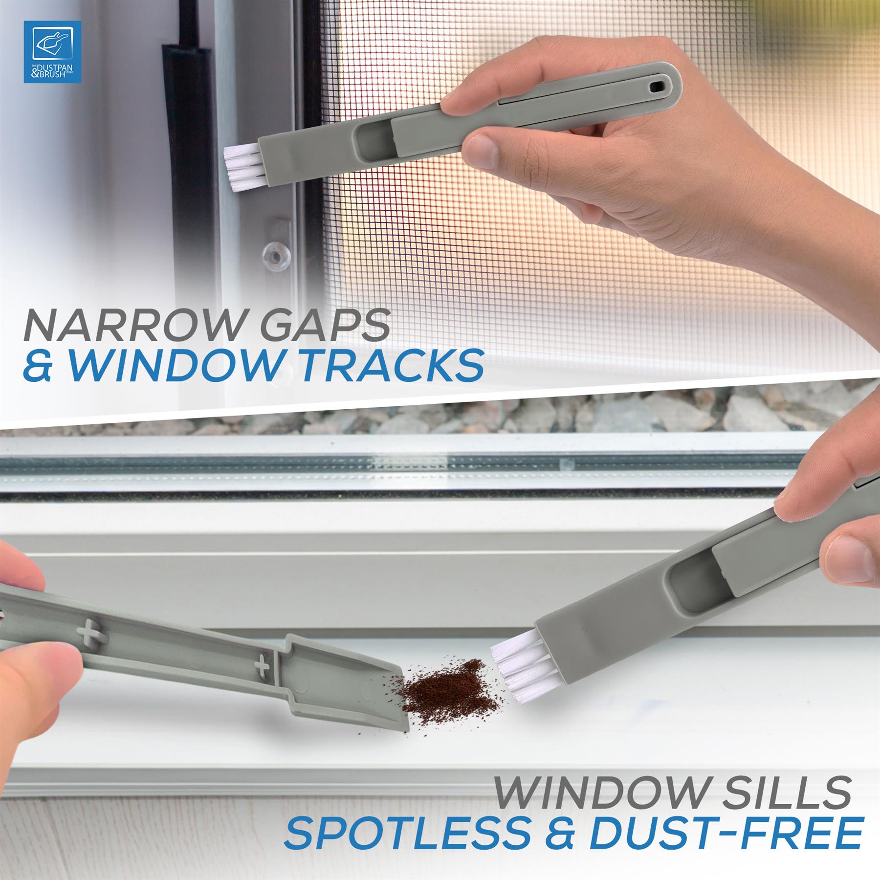 4 in 1 Micro Dustpan and Brush Set | Window Track Cleaner