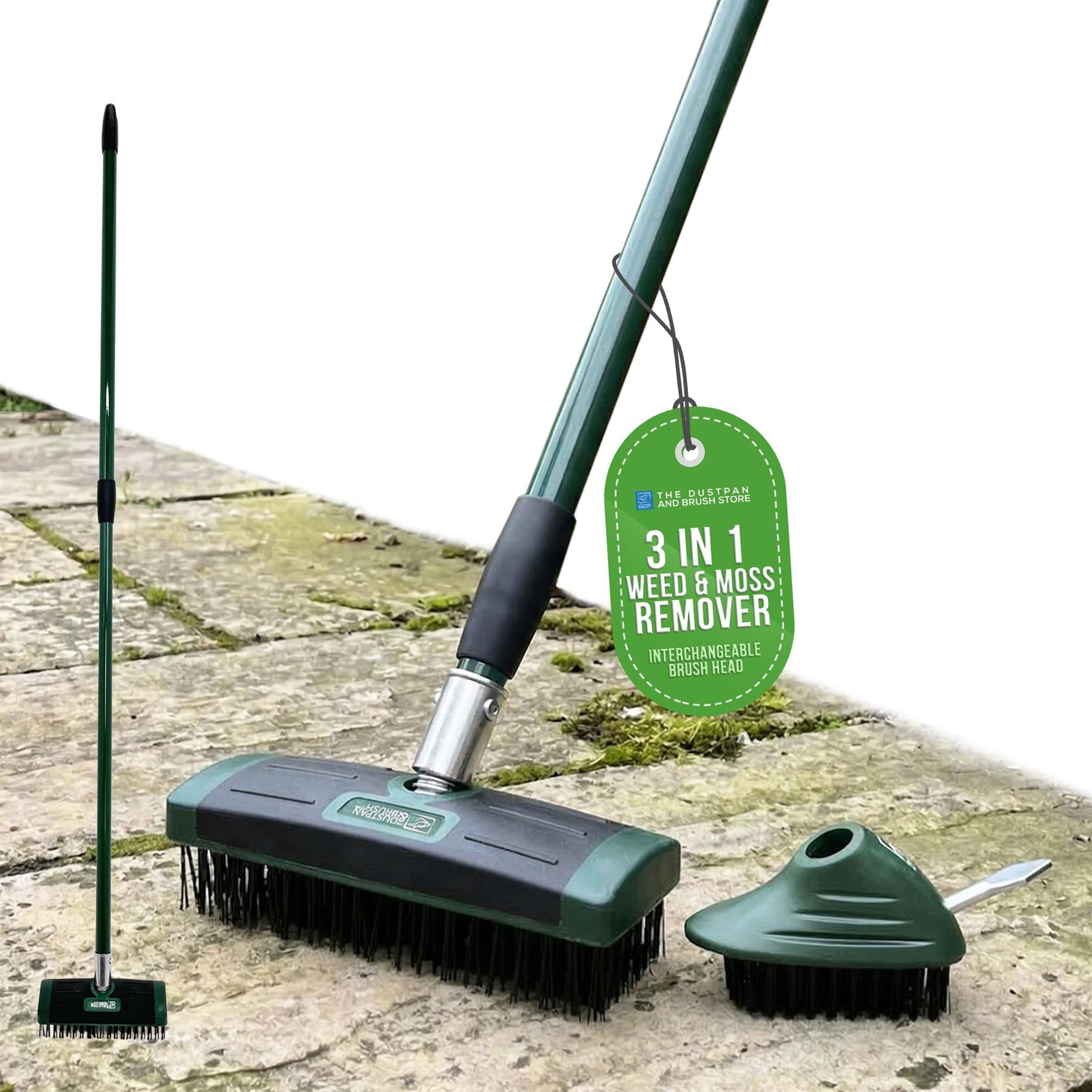 3 in 1 Block Paving Weeding Brush with Telescopic Handle 140cm