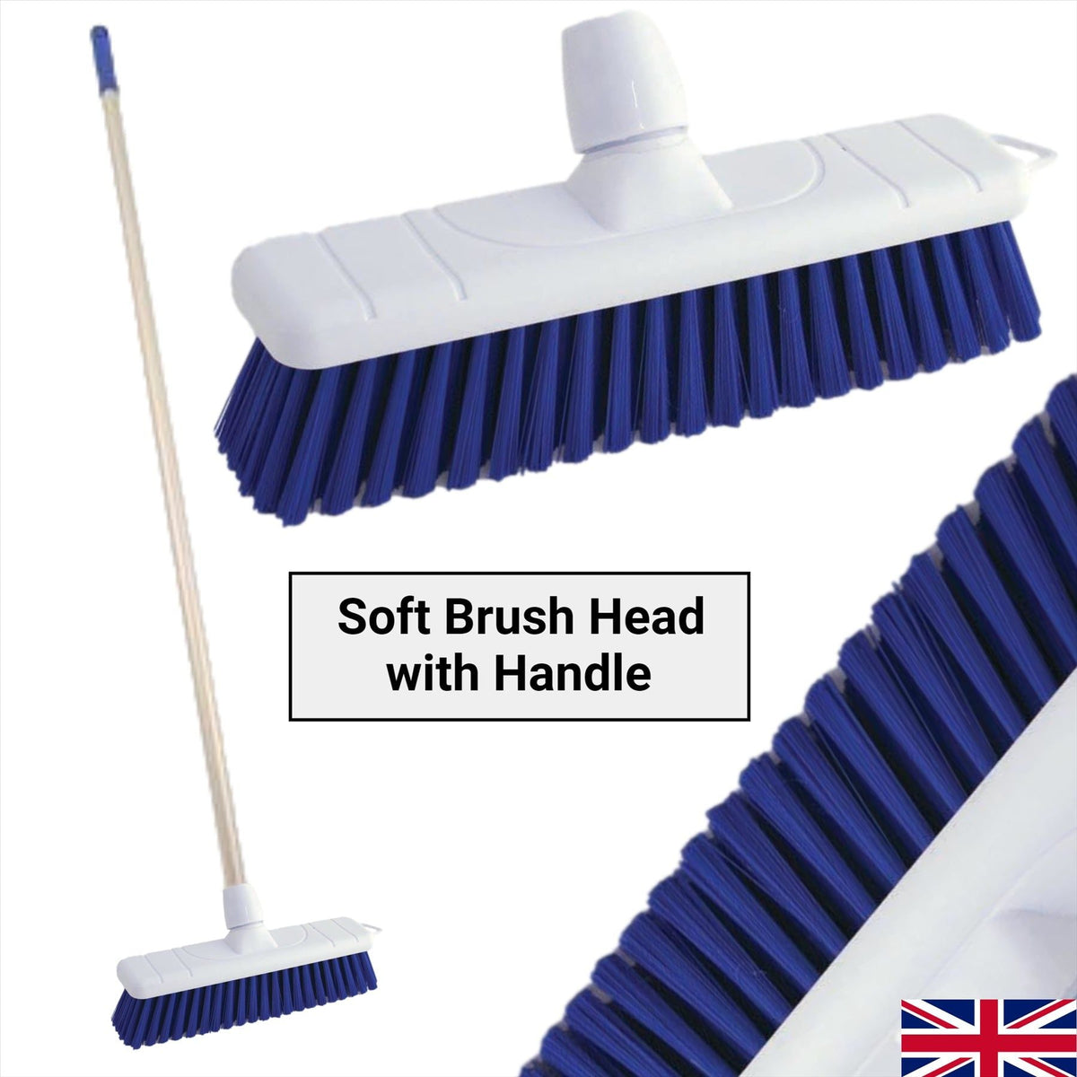 Blue 12" Soft Colour Coded Hygiene Broom with Aluminium Handle