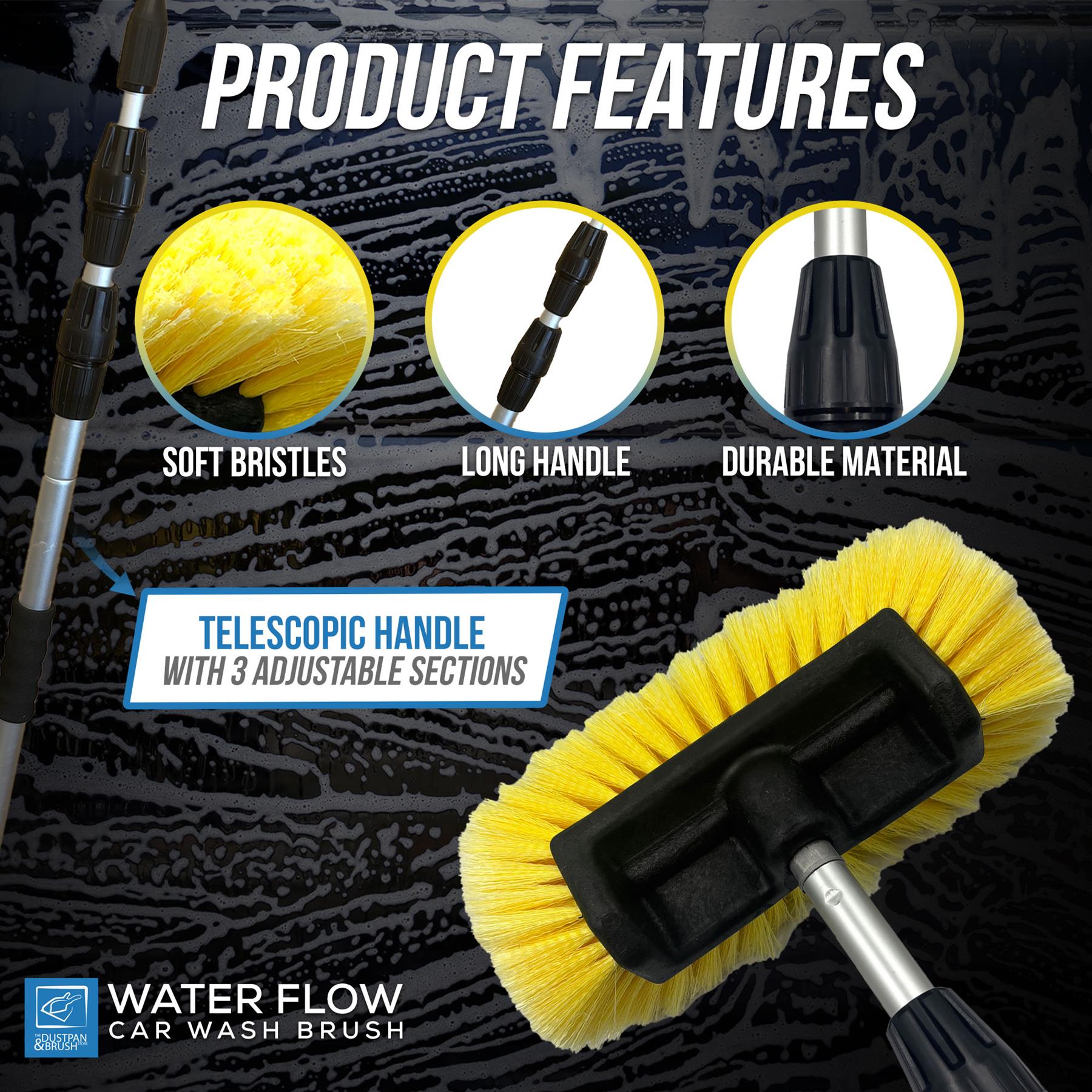 Water Flow Car Wash Brush | Telescopic 3 Section Wash Brush
