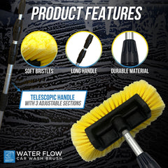 Water Flow Car Wash Brush | Telescopic 3 Section Wash Brush