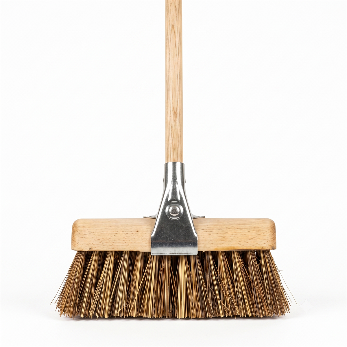 13" Saddle Back Bass Cane Yard Brush with Handle | Stiff Broom