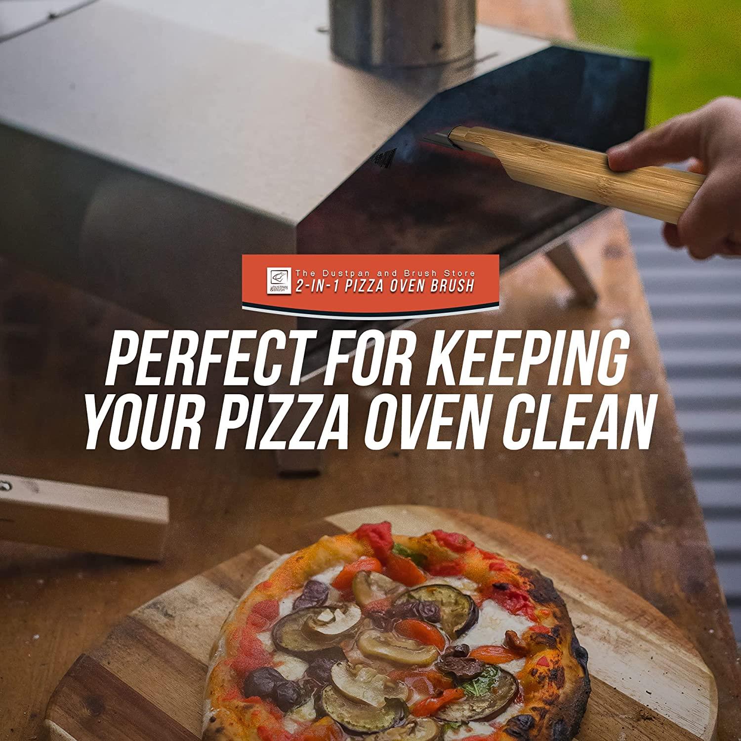 Compact Pizza Oven Brush with Scraper & Steel Bristles