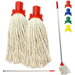 Colour Coded Aluminium Handle Mop Set with 2 Cotton Mop Heads