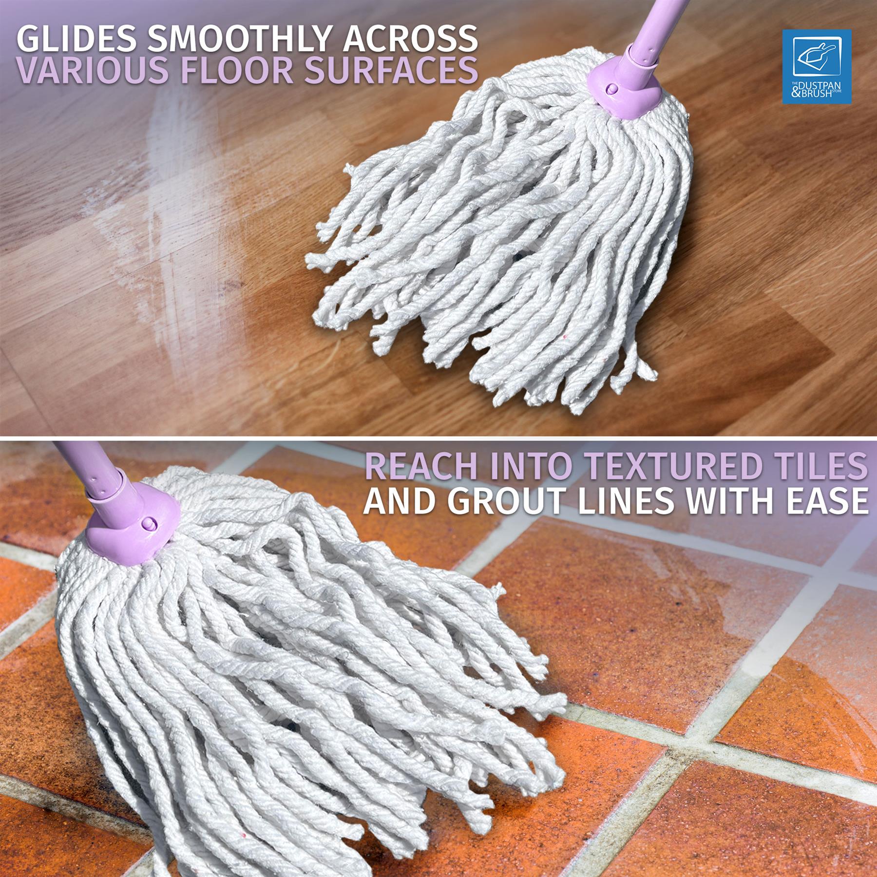Lilac Cotton Mop | Absorbent Floor Mop with Handle