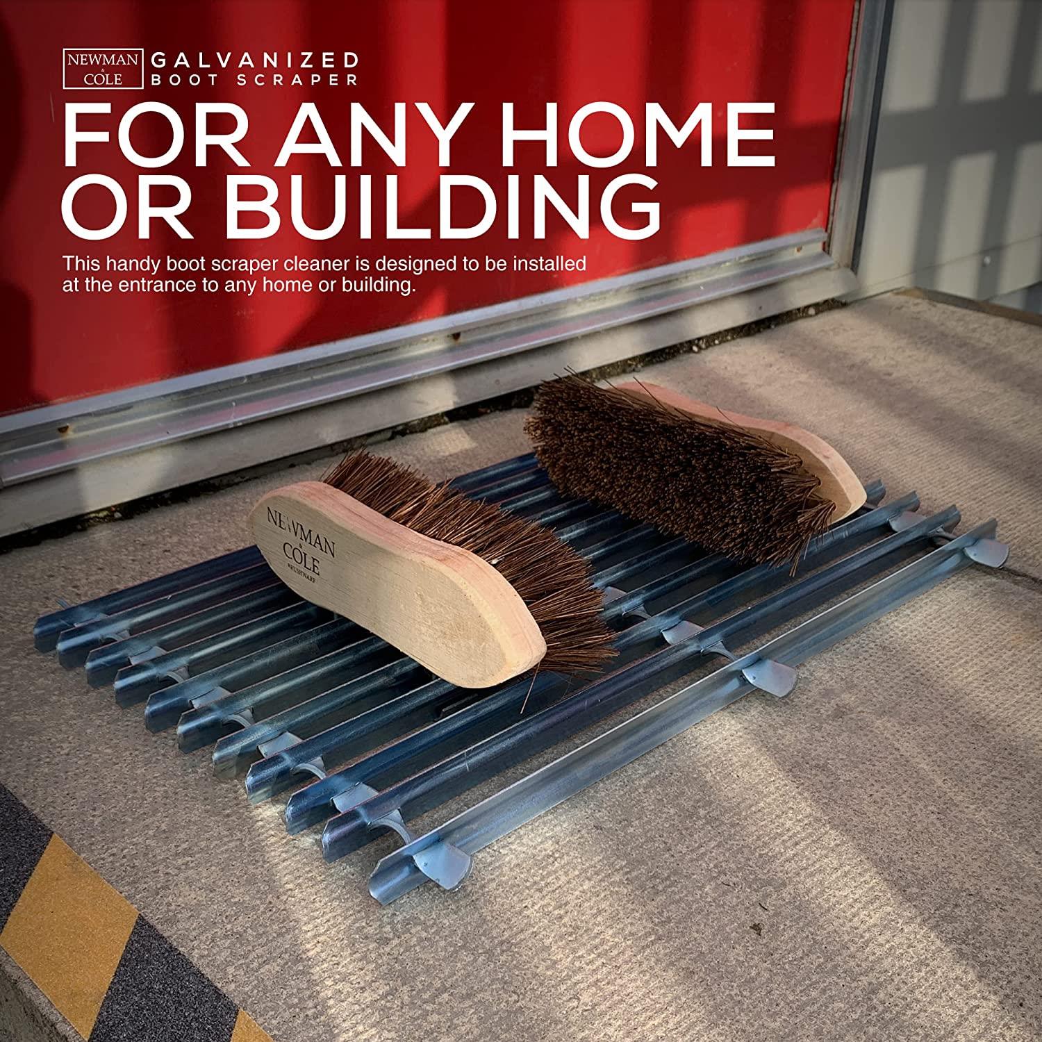 Newman and Cole Galvanised Boot Mat Scraper with 2 Brushes