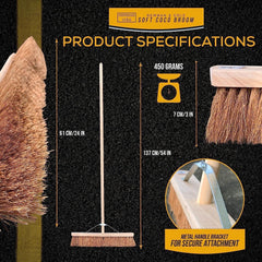 24" Newman & Cole Soft Coco Broom with 4ft6 Handle & Metal Stay