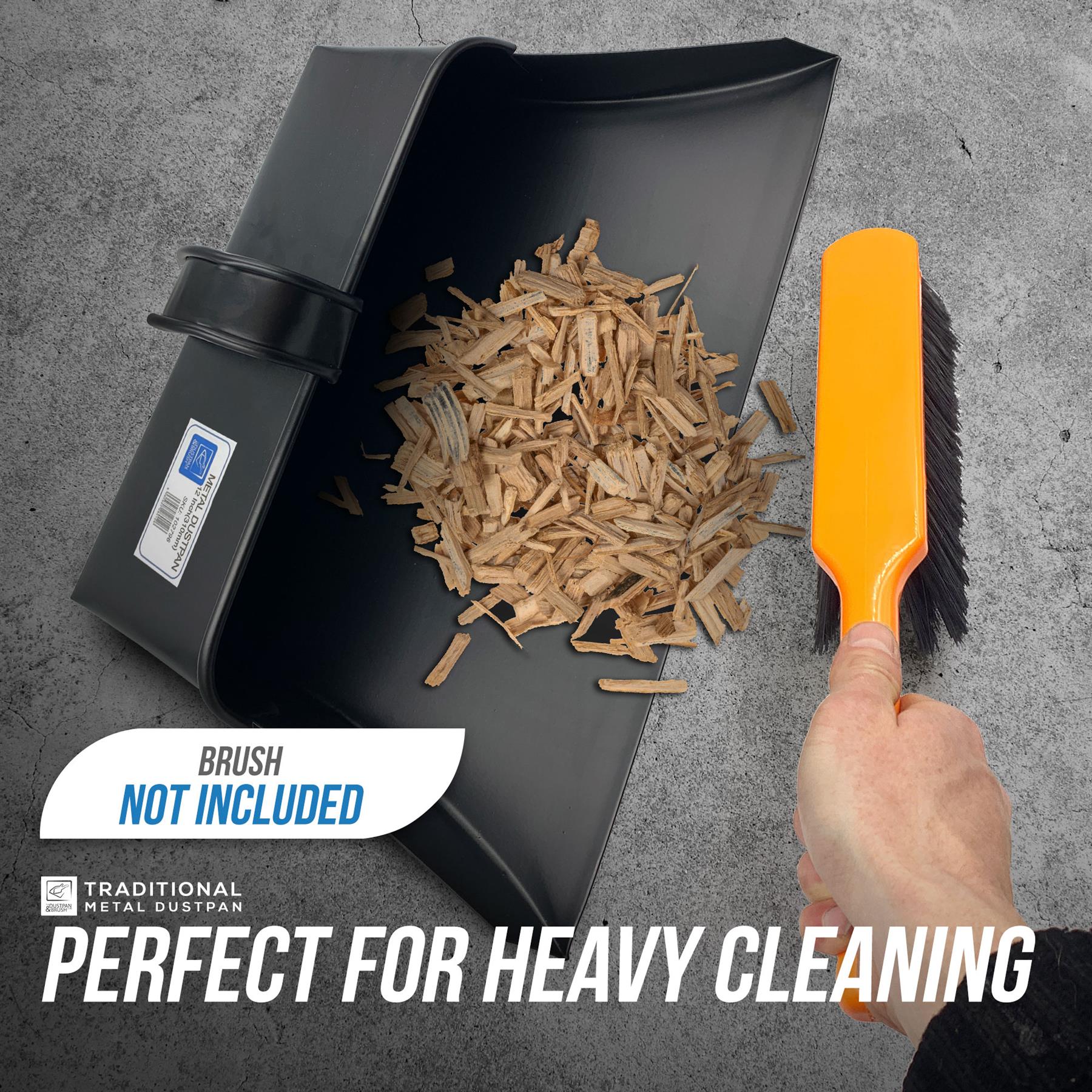 Traditional Black Metal Hooded Dustpan