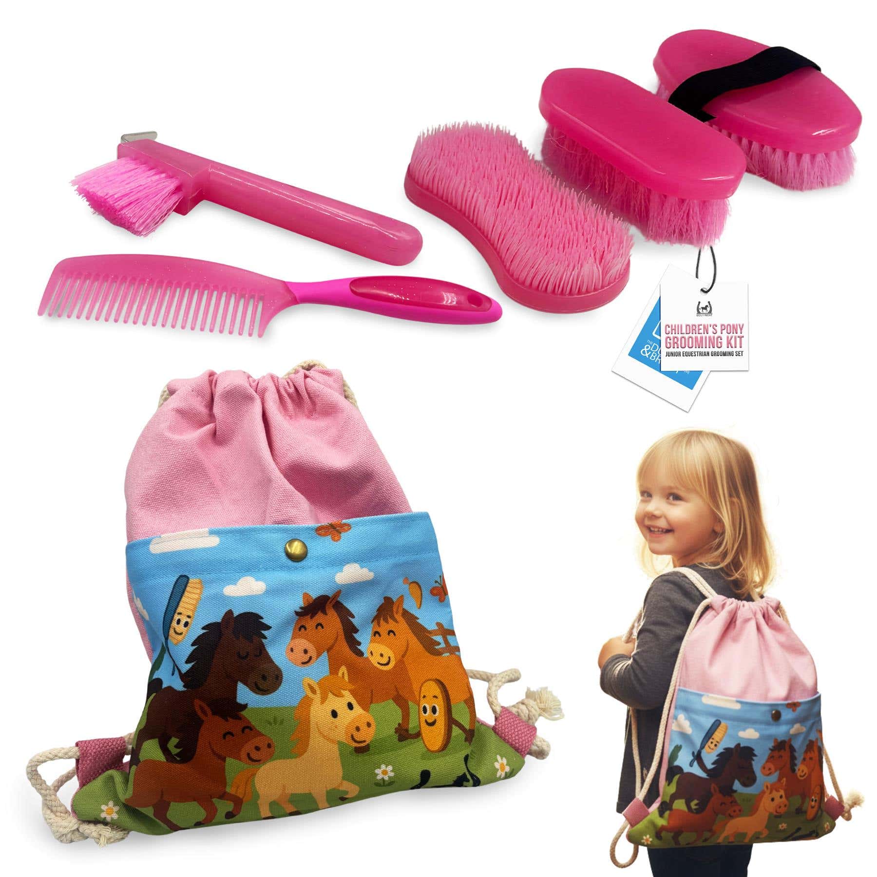 Equi-Neat Kids Horse Grooming Kit Pink – 5 Piece Set