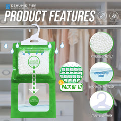 Wardrobe Moisture Trap - Pack of 10 | Hanging Dehumidifiers