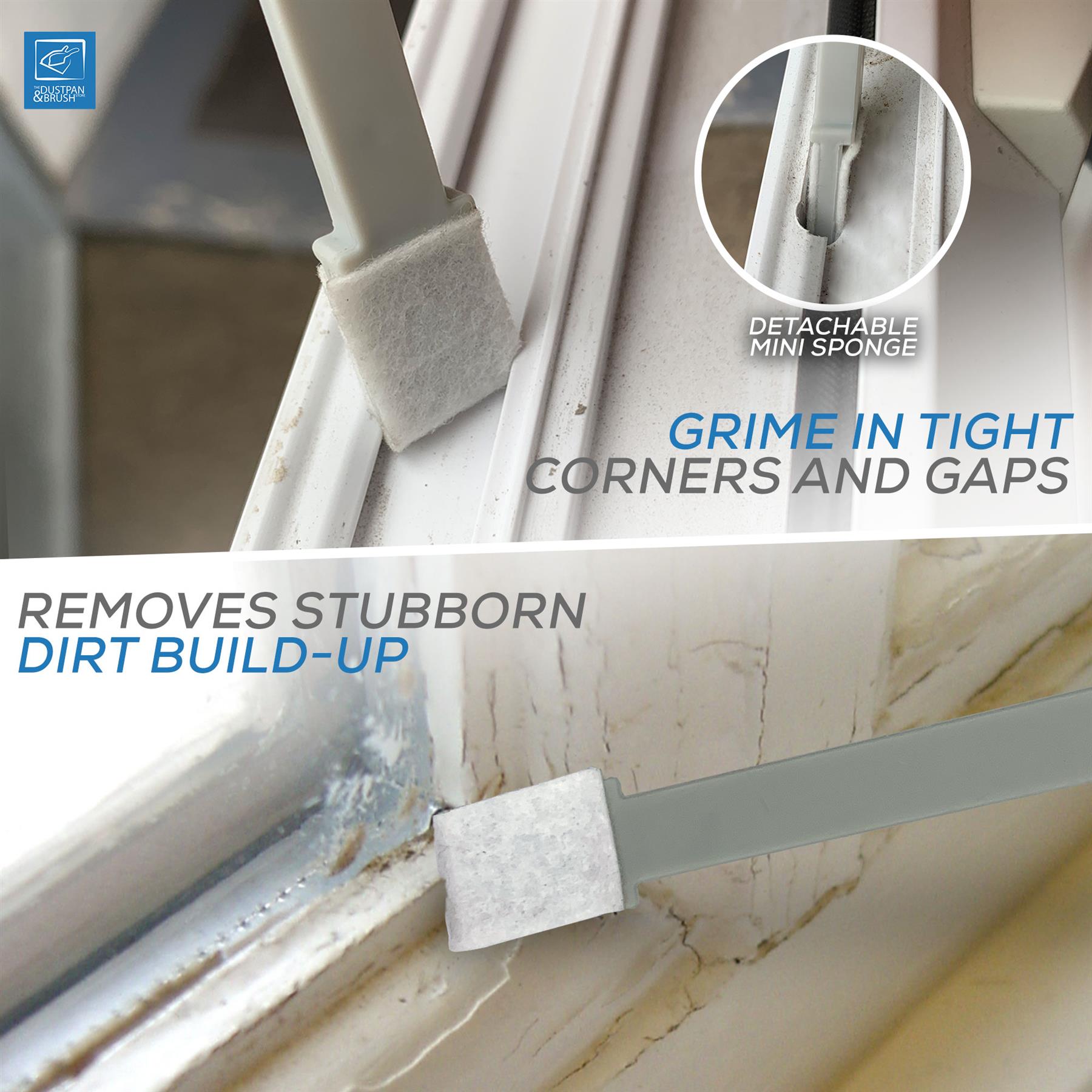 4 in 1 Micro Dustpan and Brush Set | Window Track Cleaner
