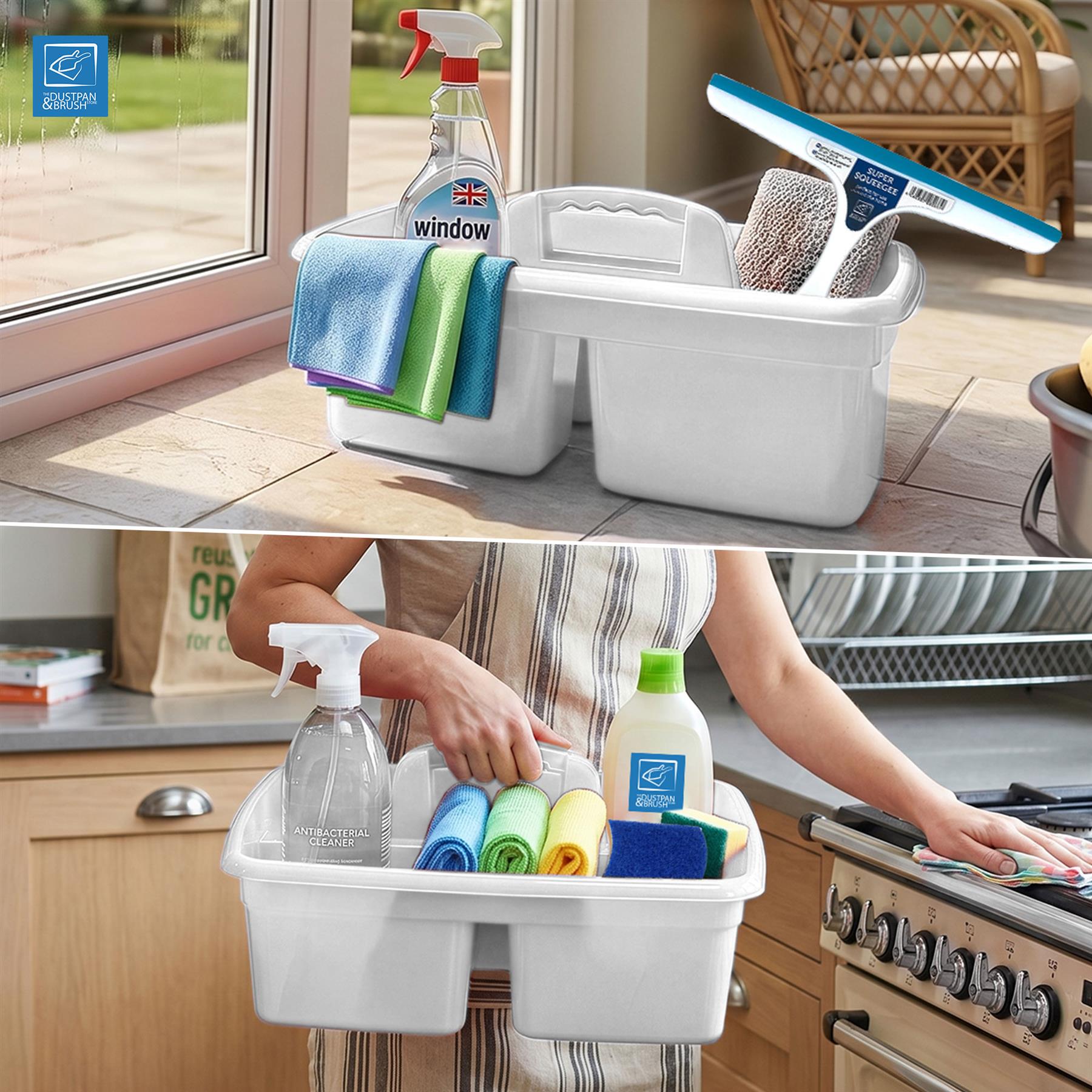 White Cleaning Caddy Storage Tray with Carry Handle