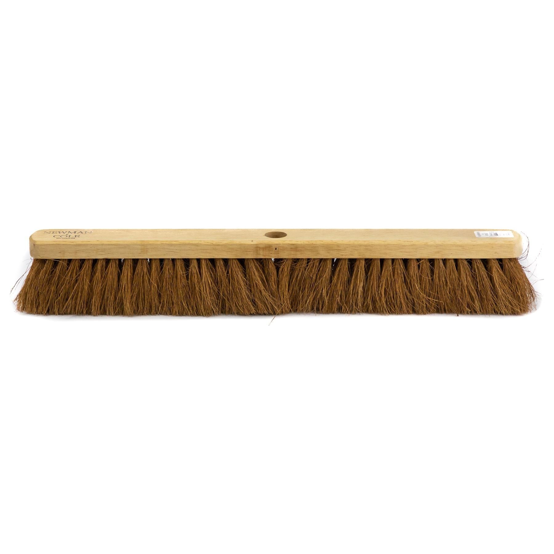 18" Newman and Cole Natural Soft Coco Broom Head with Hole and Wooden Handle