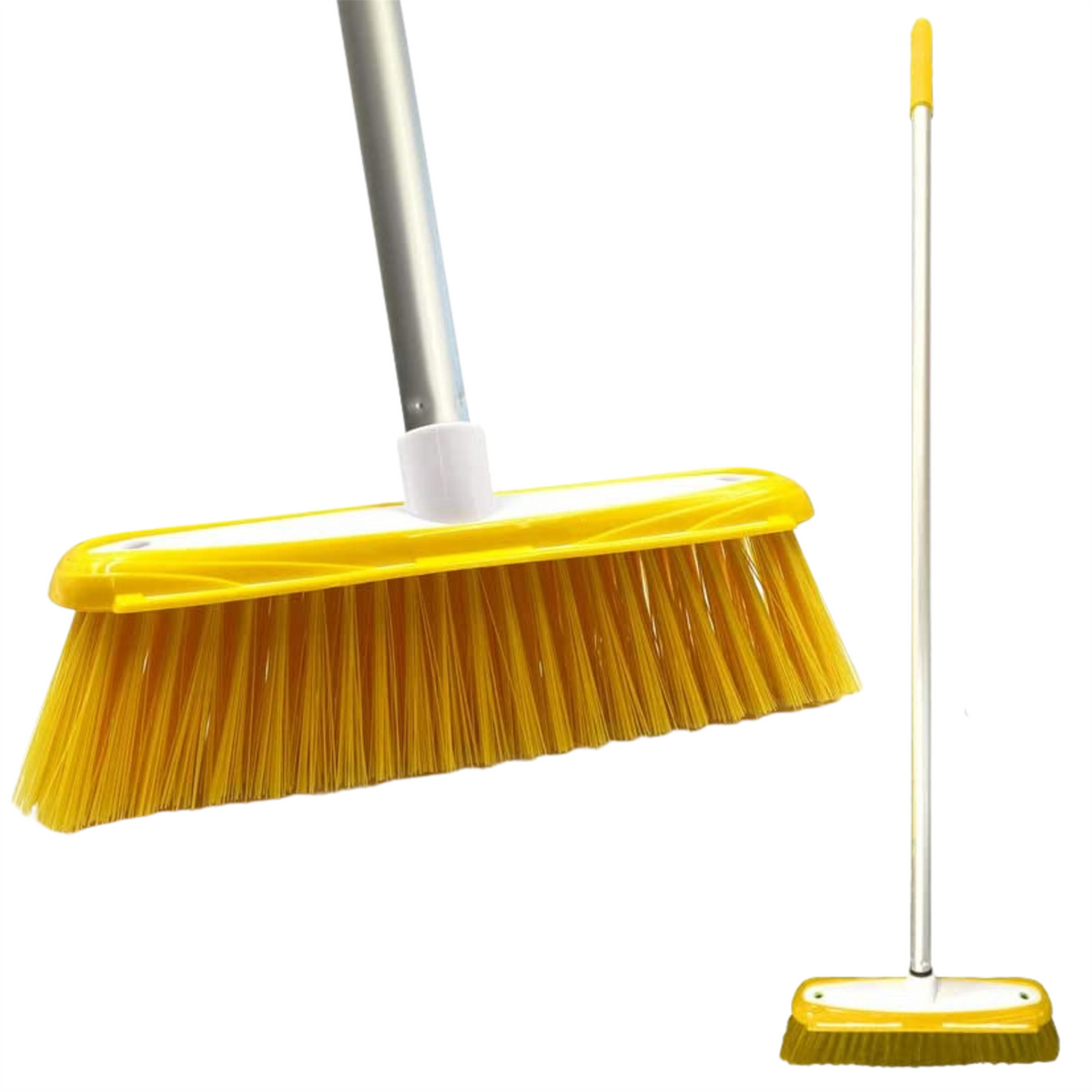 Yellow Colour Coded Broom Head & Handle with Scraper