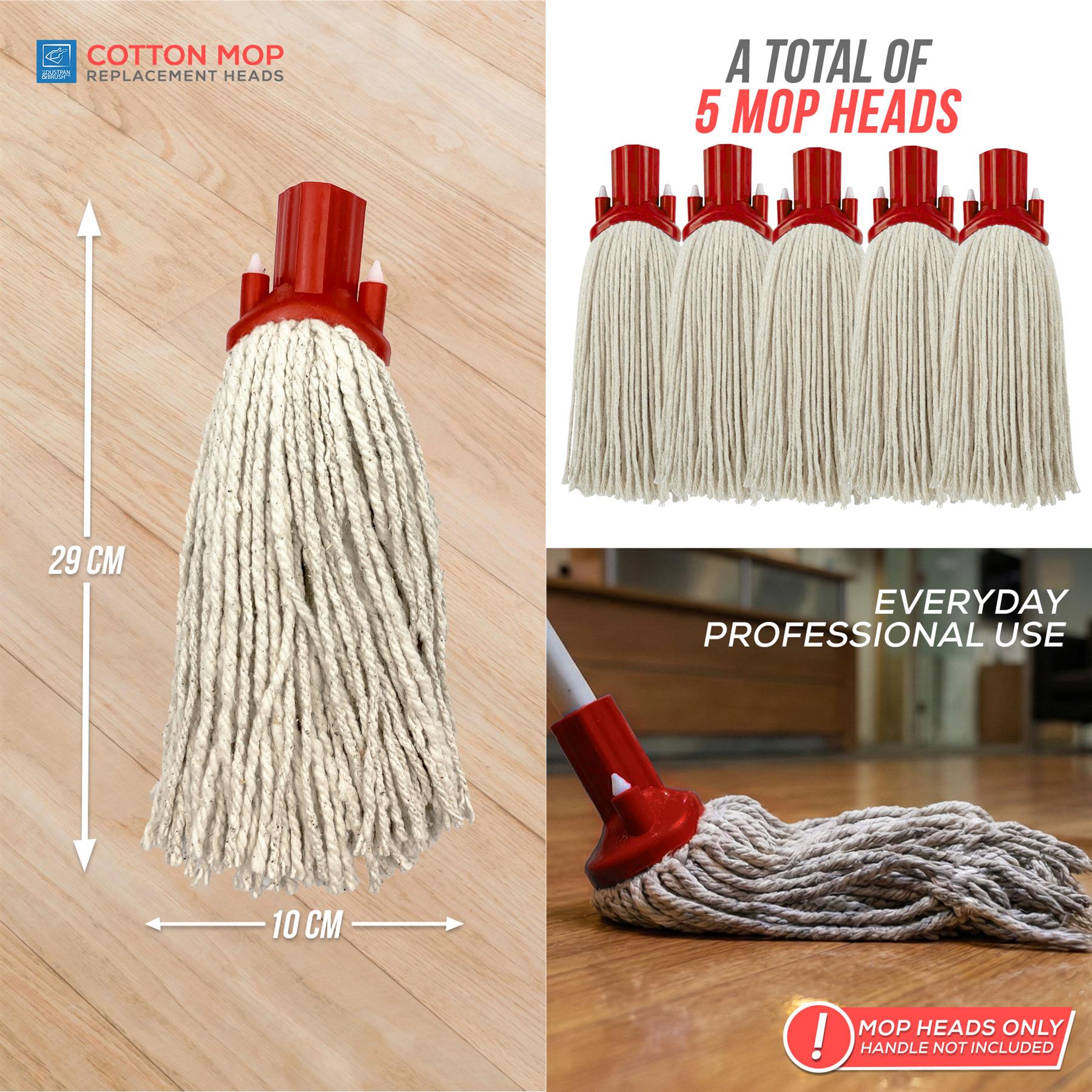 Red Cotton Mop Heads 12PY Pack of 5 | Colour Coded Cleaning