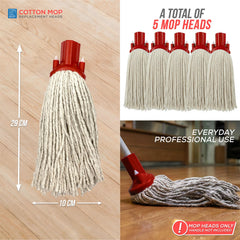 Red Cotton Mop Heads 12PY Pack of 5 | Colour Coded Cleaning