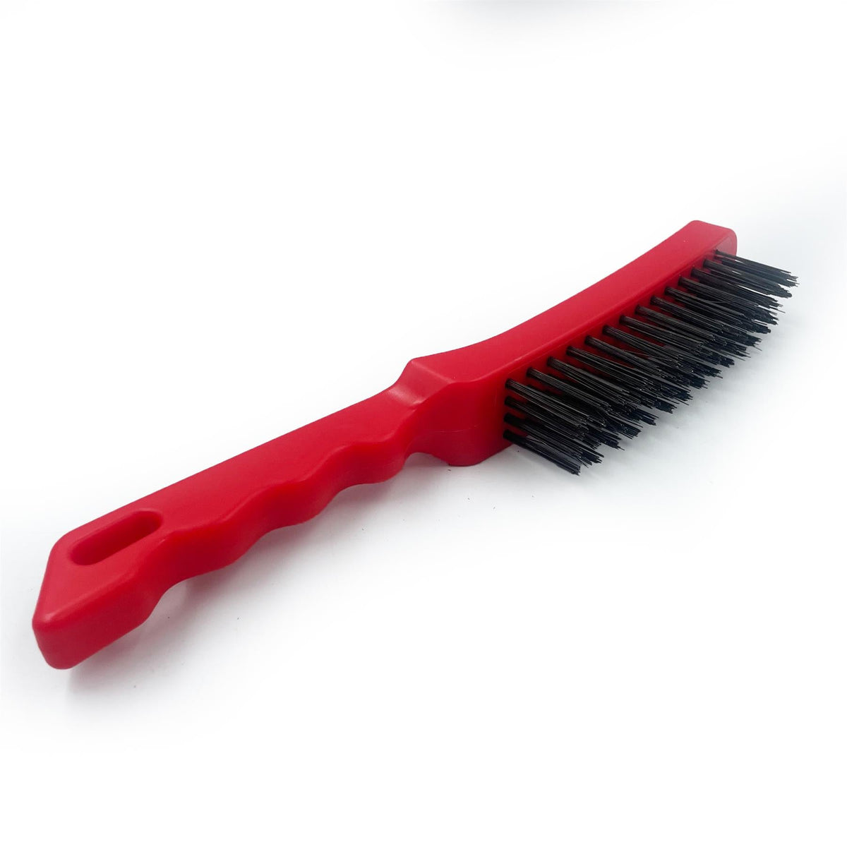 Heavy Duty Wire Brush with Plastic Handle | 4 Row Metal Bristle Brush